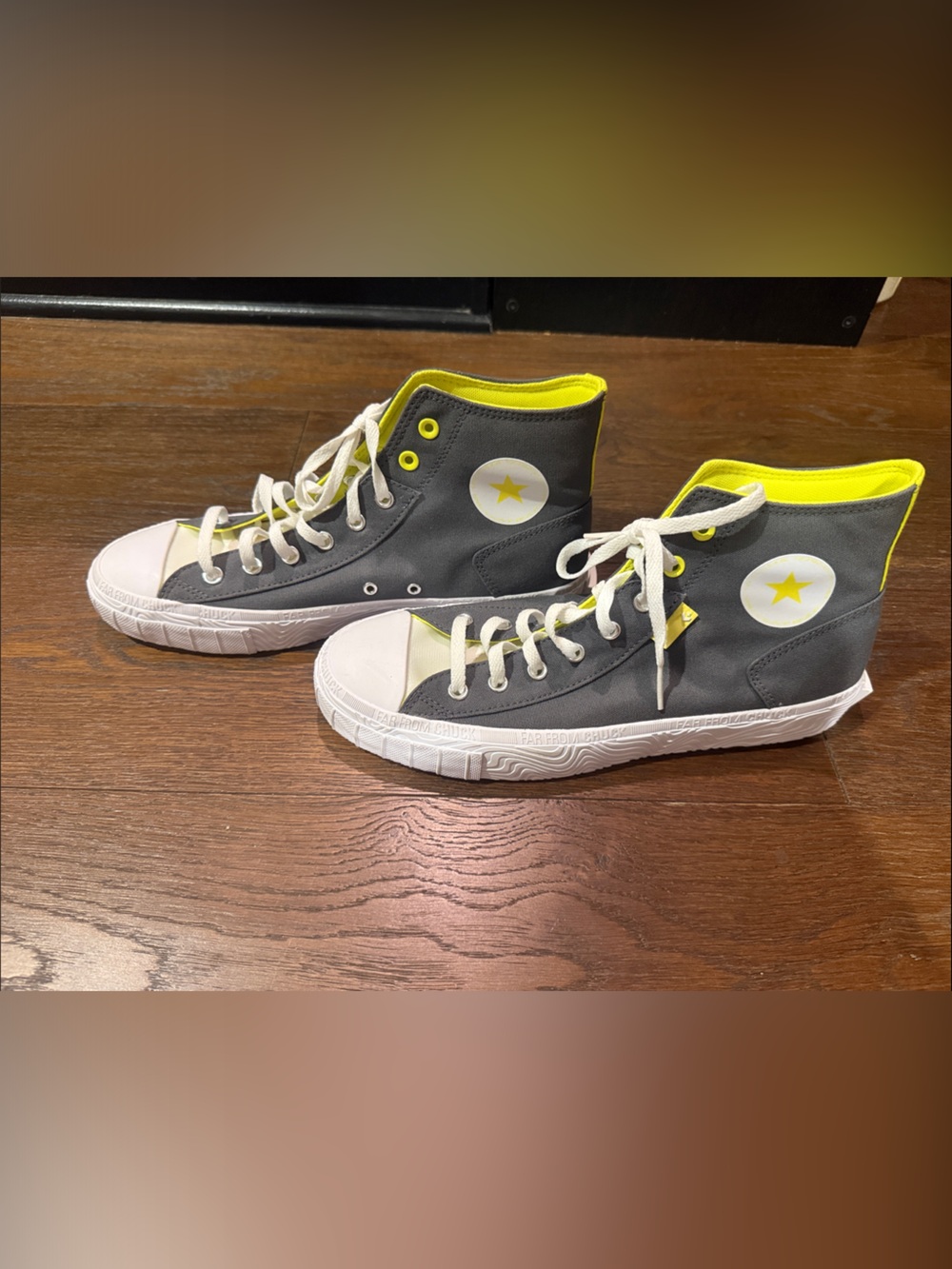 Converse All Star Edge Glow Mens Hi-Top Sneakers Gray & Neon Yellow, NWT,Size 12
